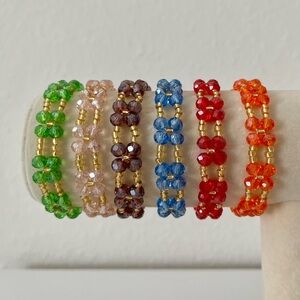 Colorful Beaded Flower Bracelets
